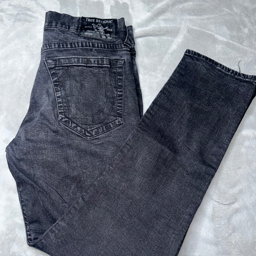 True Religion Geno Jeans 36x30 Black Relaxed Slim Mens Denim